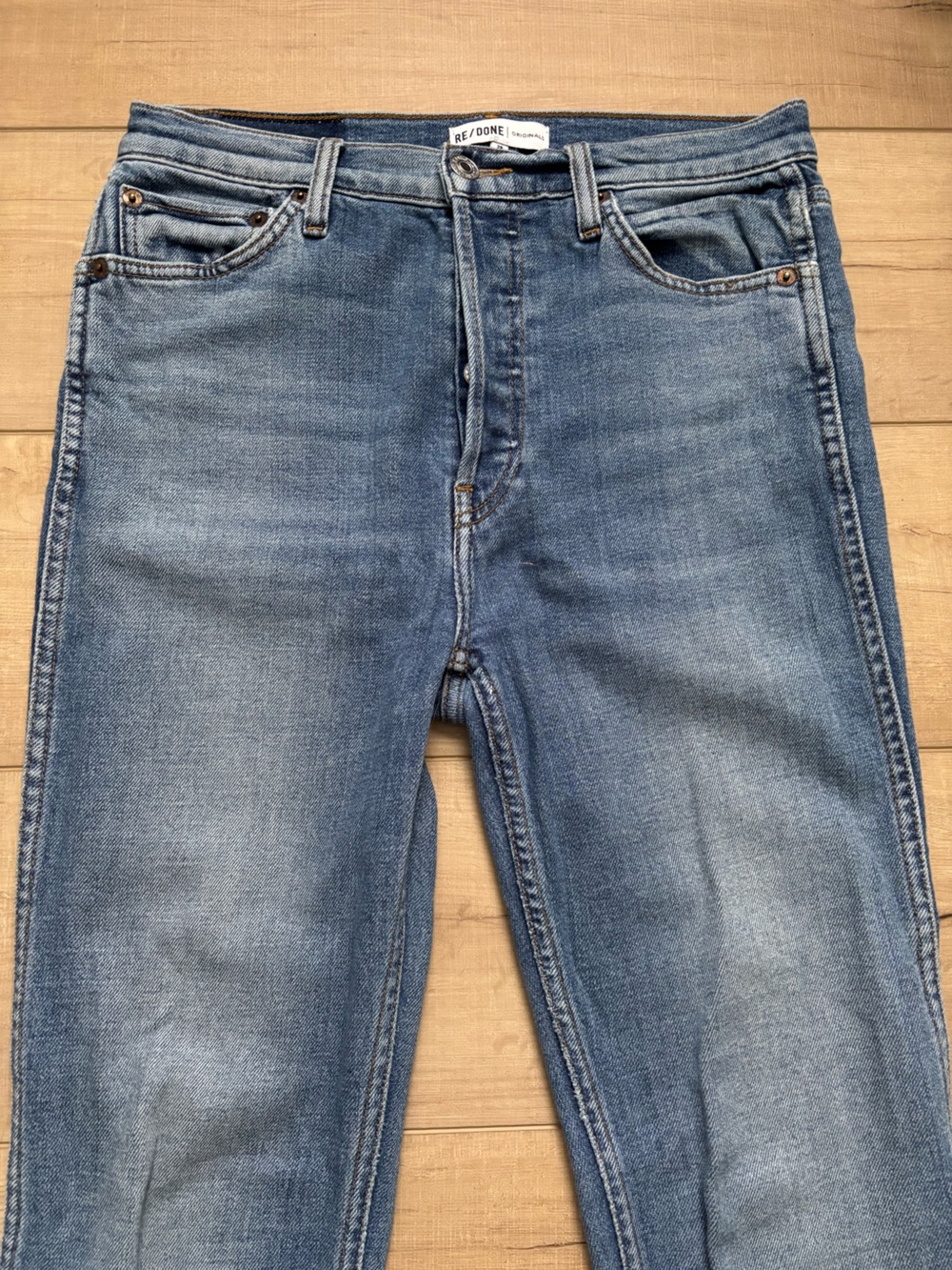 Re/Done Originals Double Needle Long Straight Hazey Blue - Picture 2 of 6